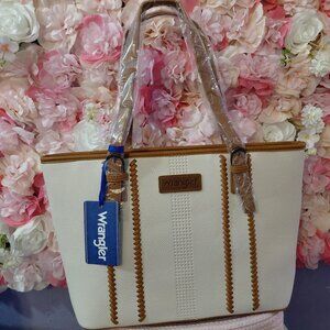 Wrangler Woven Tote Two-Tone Shoulder Purse with Large Capacity